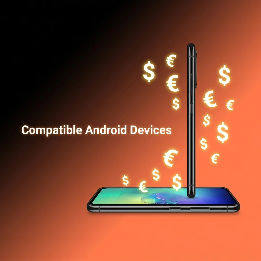 Compatible Android devices for Daytona Spin app including Samsung, Google Pixel, OnePlus, Xiaomi, Sony, and Motorola models