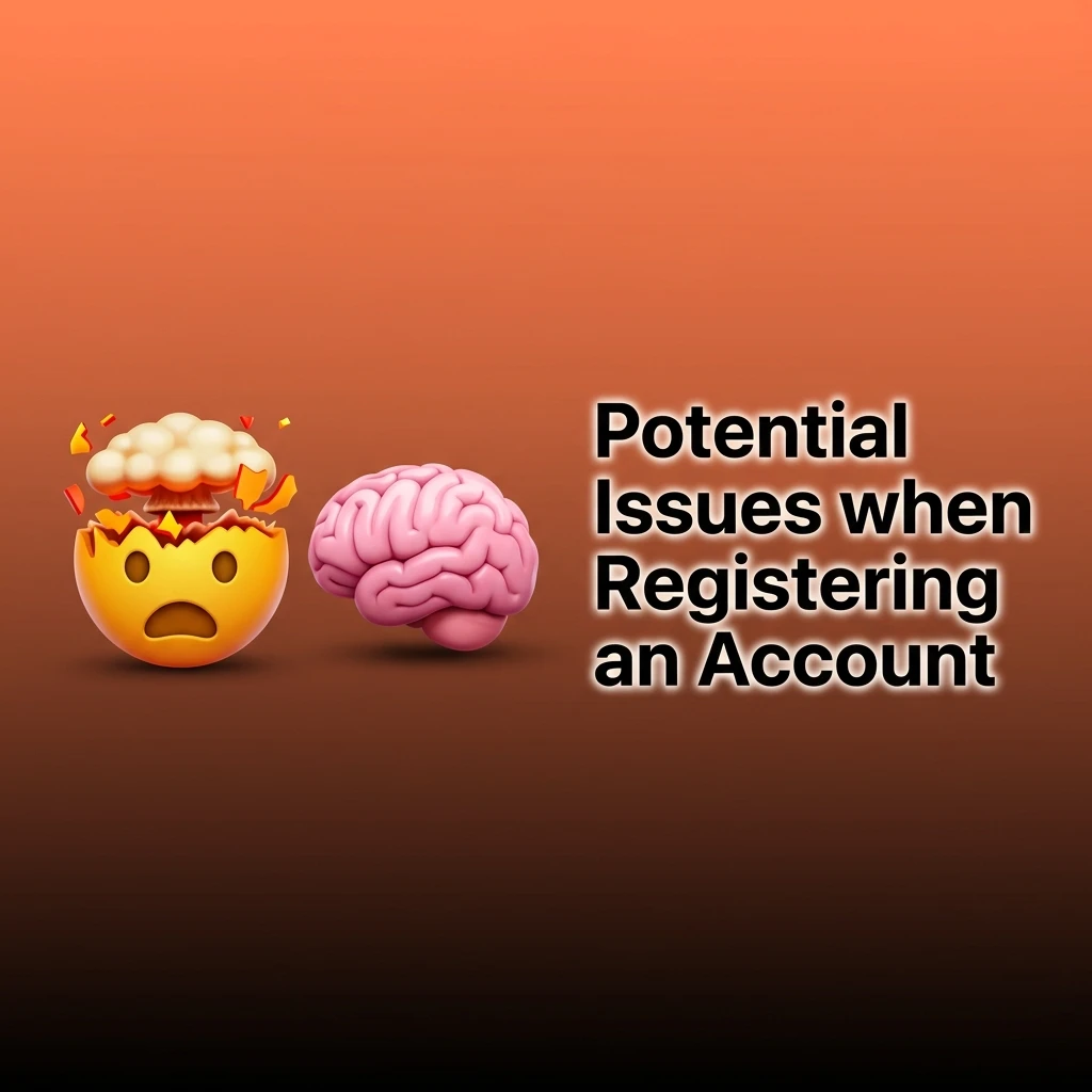 Illustrated guide to common account registration issues and solutions including email, documents, and location restrictions