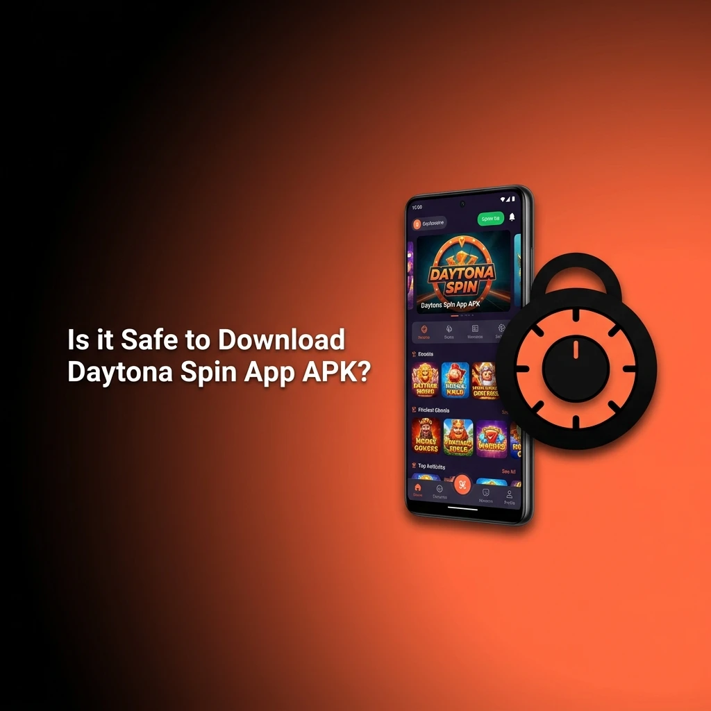 Daytona Spin app APK download on a smartphone, showing secure SSL encryption and official gambling licence compliance in the UK