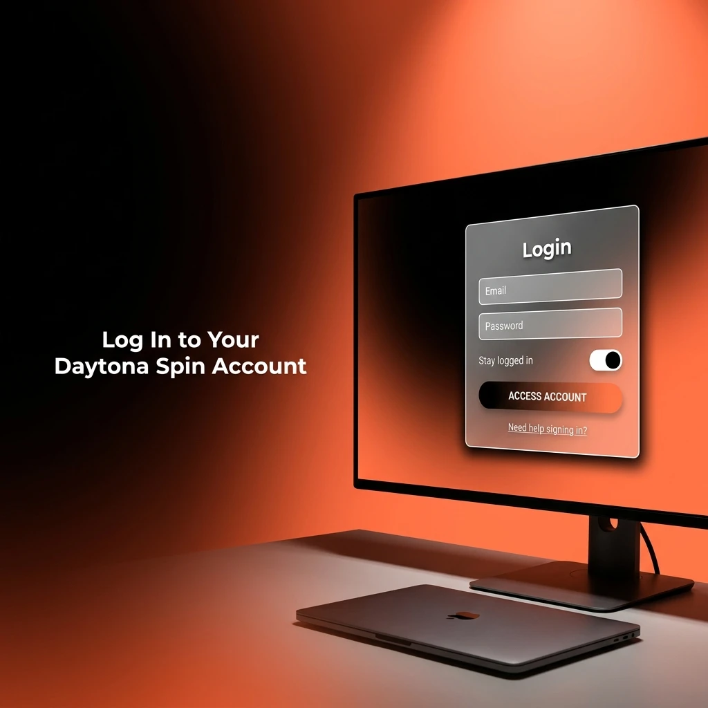 Daytona Spin account login page showing sign-in form with email and password fields for casino access