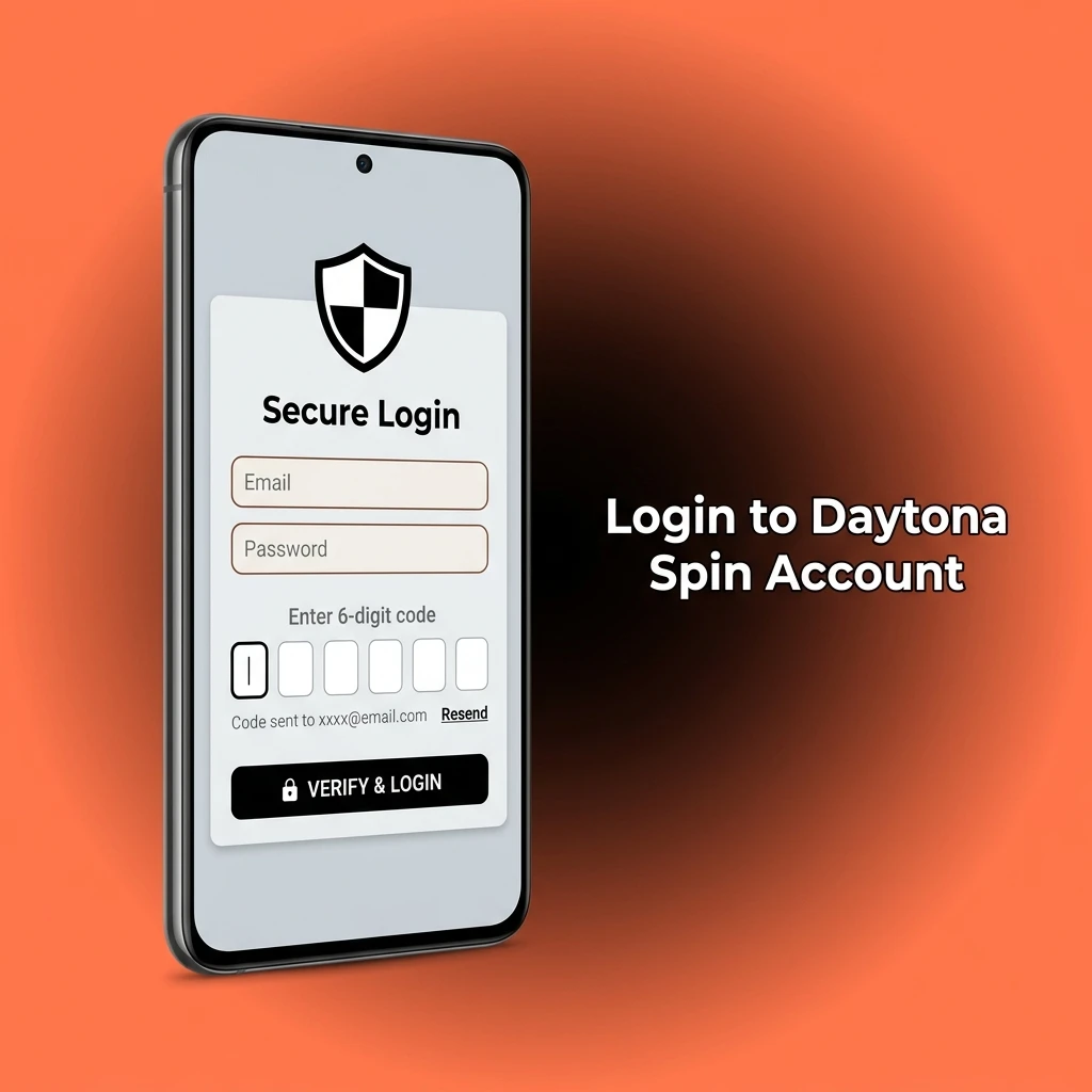 Daytona Spin account login page showing email and password fields for secure access to your casino dashboard