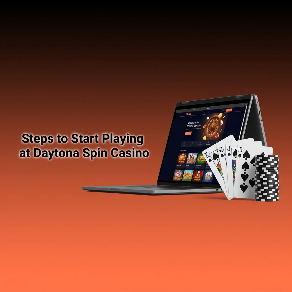 Steps to start playing at Daytona Spin Casino including logging in, browsing games, setting stakes, and using bonus balance