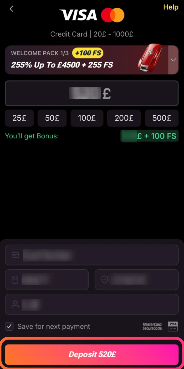 Go to the cashier section and choose a payment method to deposit funds in the Daytona Spin app.