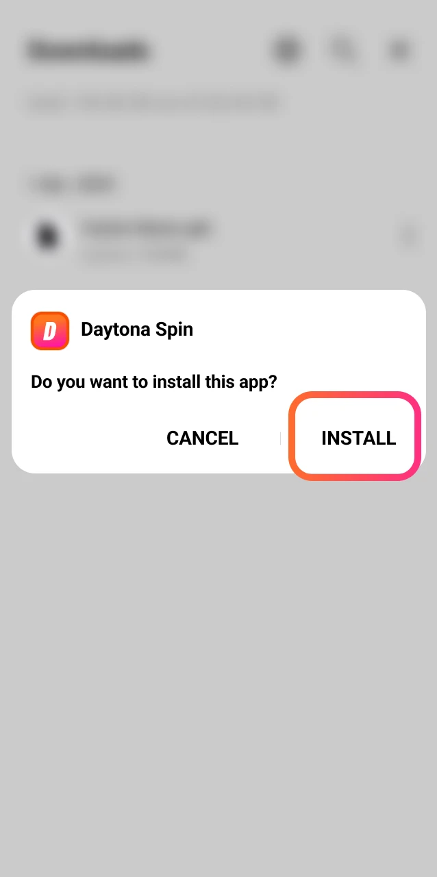 Tap the downloaded APK file to install the Daytona Spin update without losing account data.