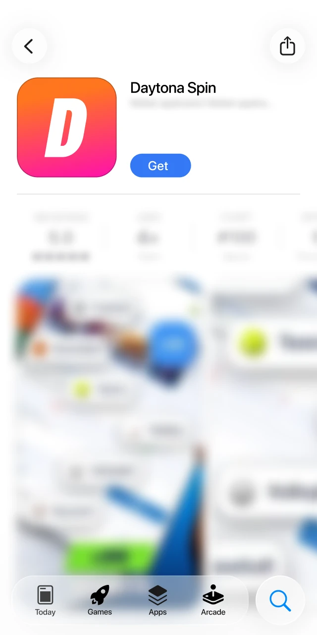 Open the App Store link to access the official Daytona Spin application listing.