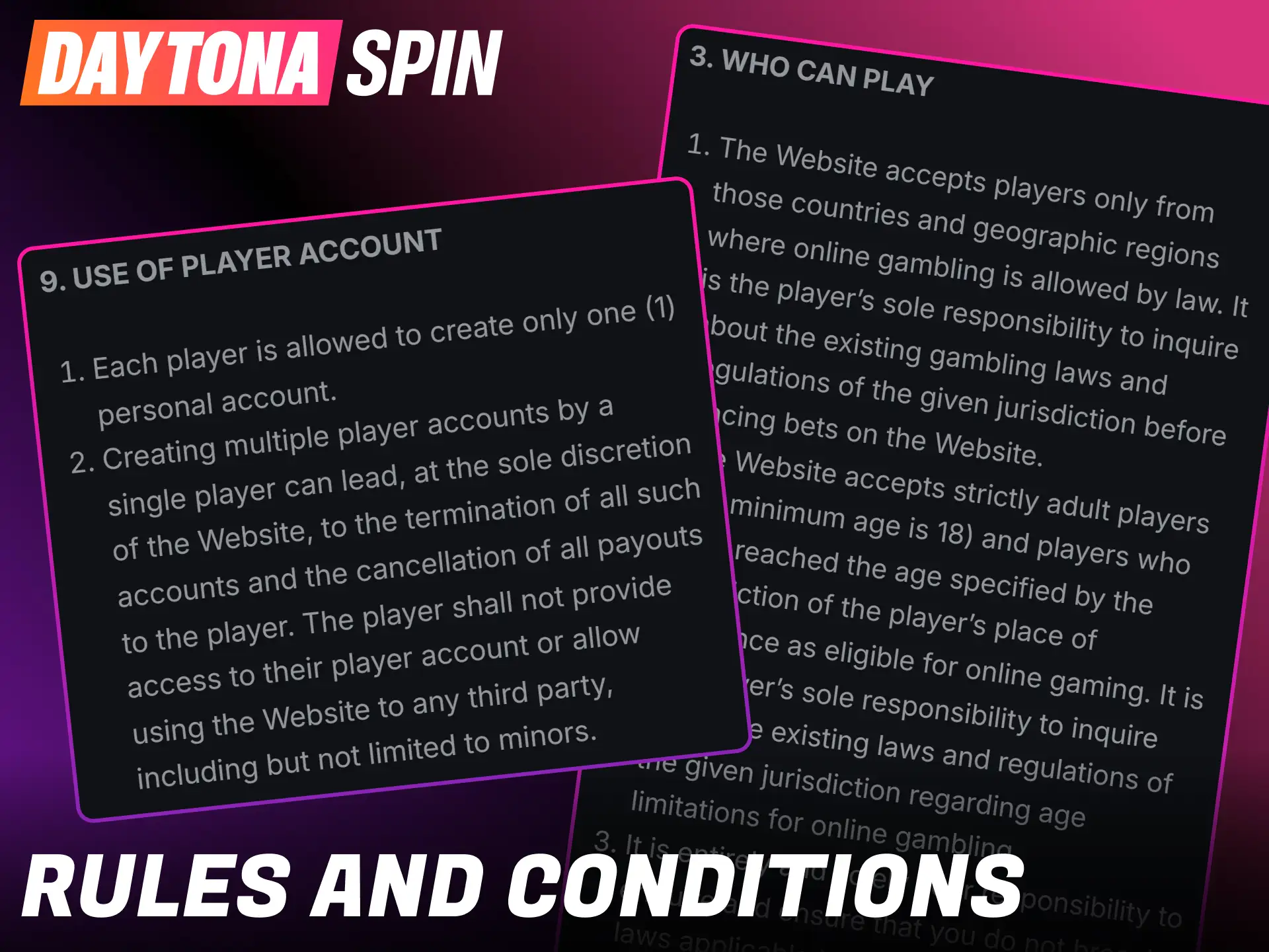 Review the official platform guidelines and user policies for Daytona Spin.