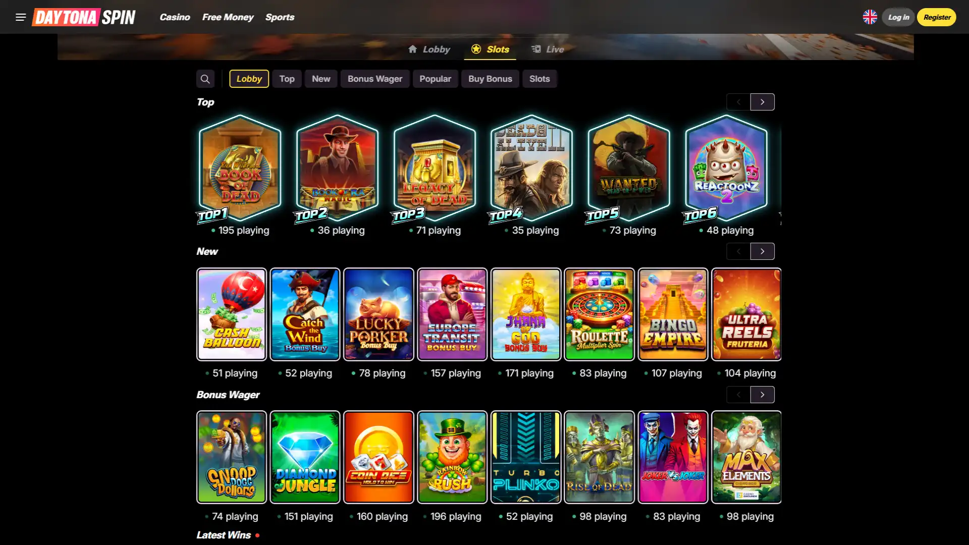 Play exciting live dealer tables and slots at Daytona Spin.