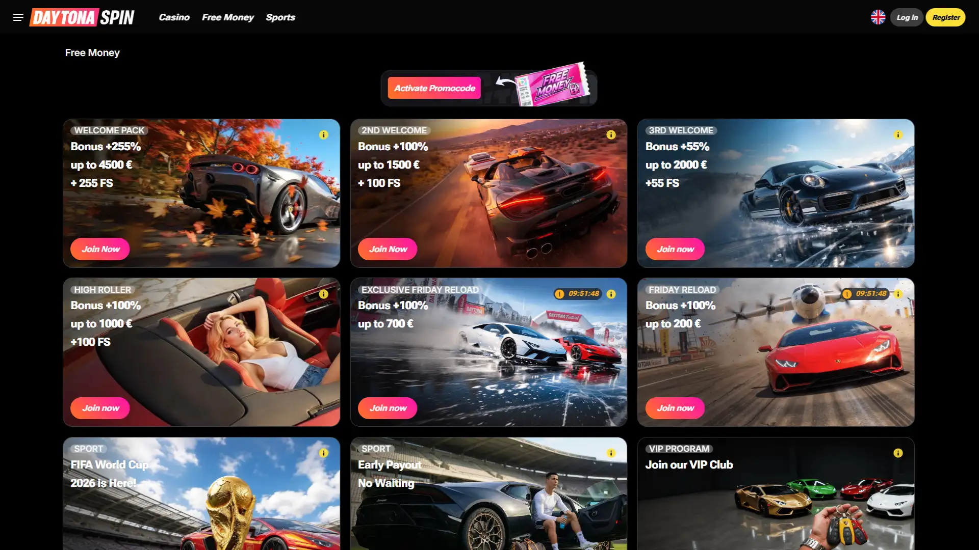 Unlock active loyalty rewards and special bonus offers from Daytona Spin.