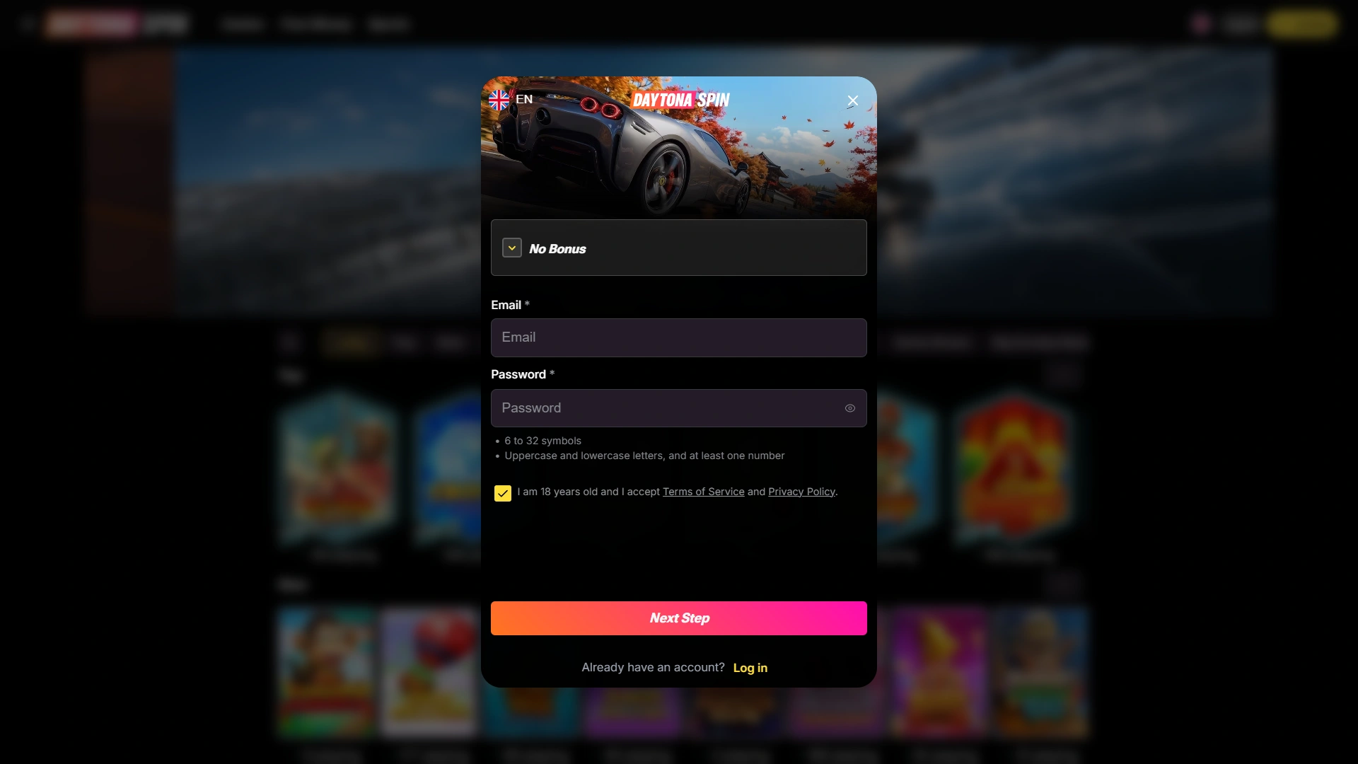 Fill out the quick sign up form to join Daytona Spin.