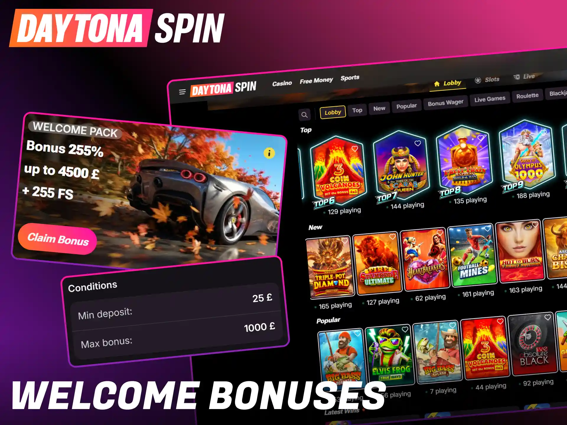 Claim your massive UK registration reward by joining Daytona Spin.